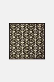 Macro Patterned Silk Pocket Square, Brown, hi-res