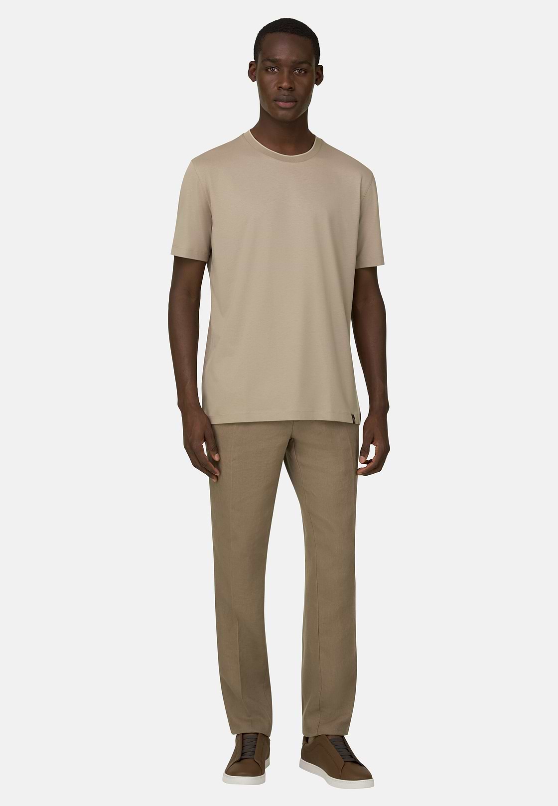 T-Shirt En Coton Tencel, Taupe, hi-res, 2