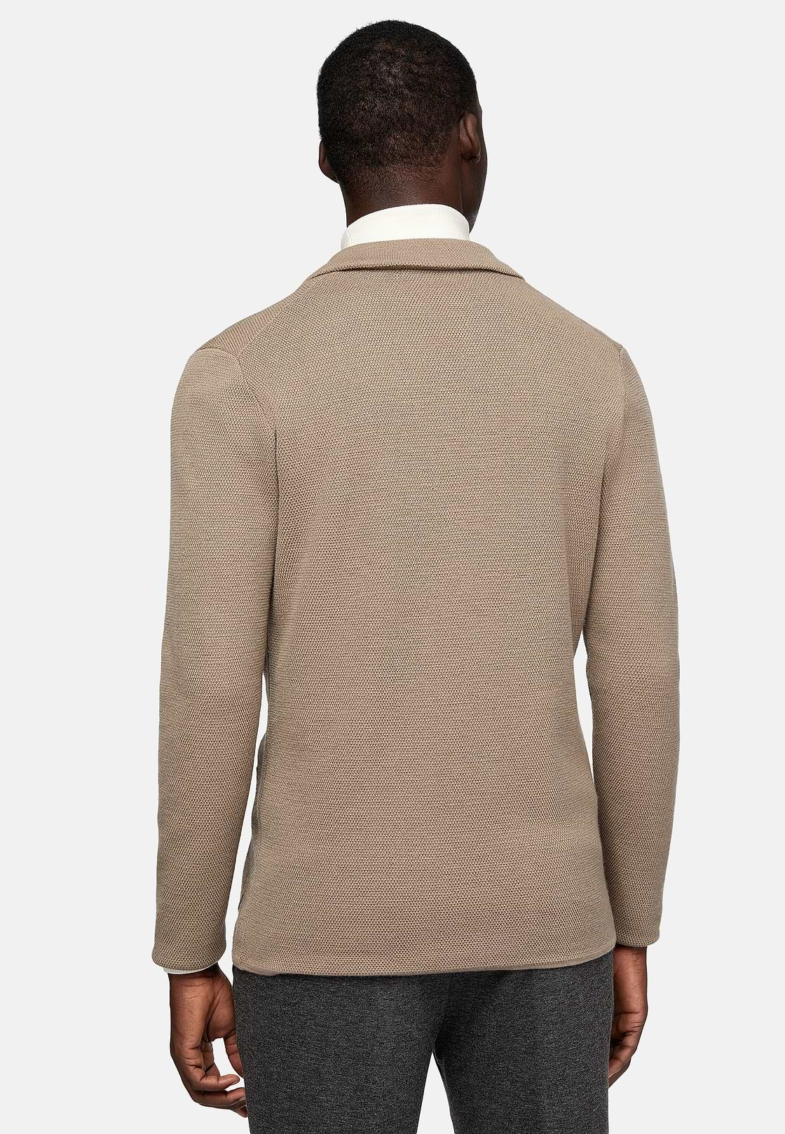 Giacca Di Maglia Doppiopetto Taupe Lana Merino, Taupe, hi-res