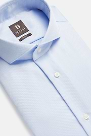 Camicia In Dobby Di Cotone Slim Fit, Azzurro, hi-res