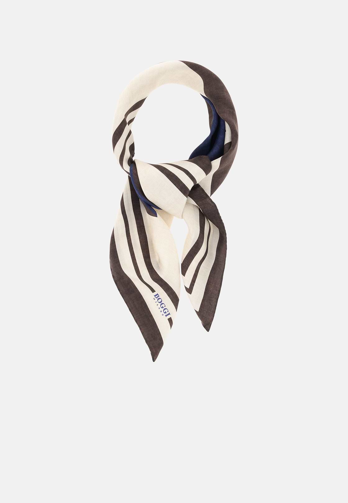 Colour Block Design Silk Bandana, Brown, hi-res, 2
