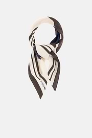 Colour Block Design Silk Bandana, Brown, thumb, 2