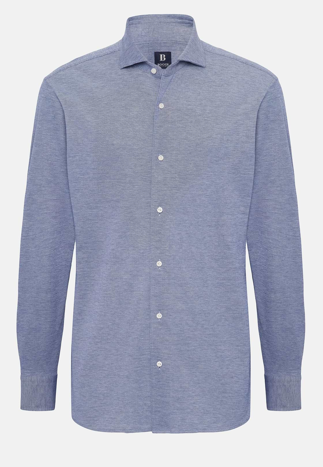 Polo Chemise en Piqué, Bleu, hi-res