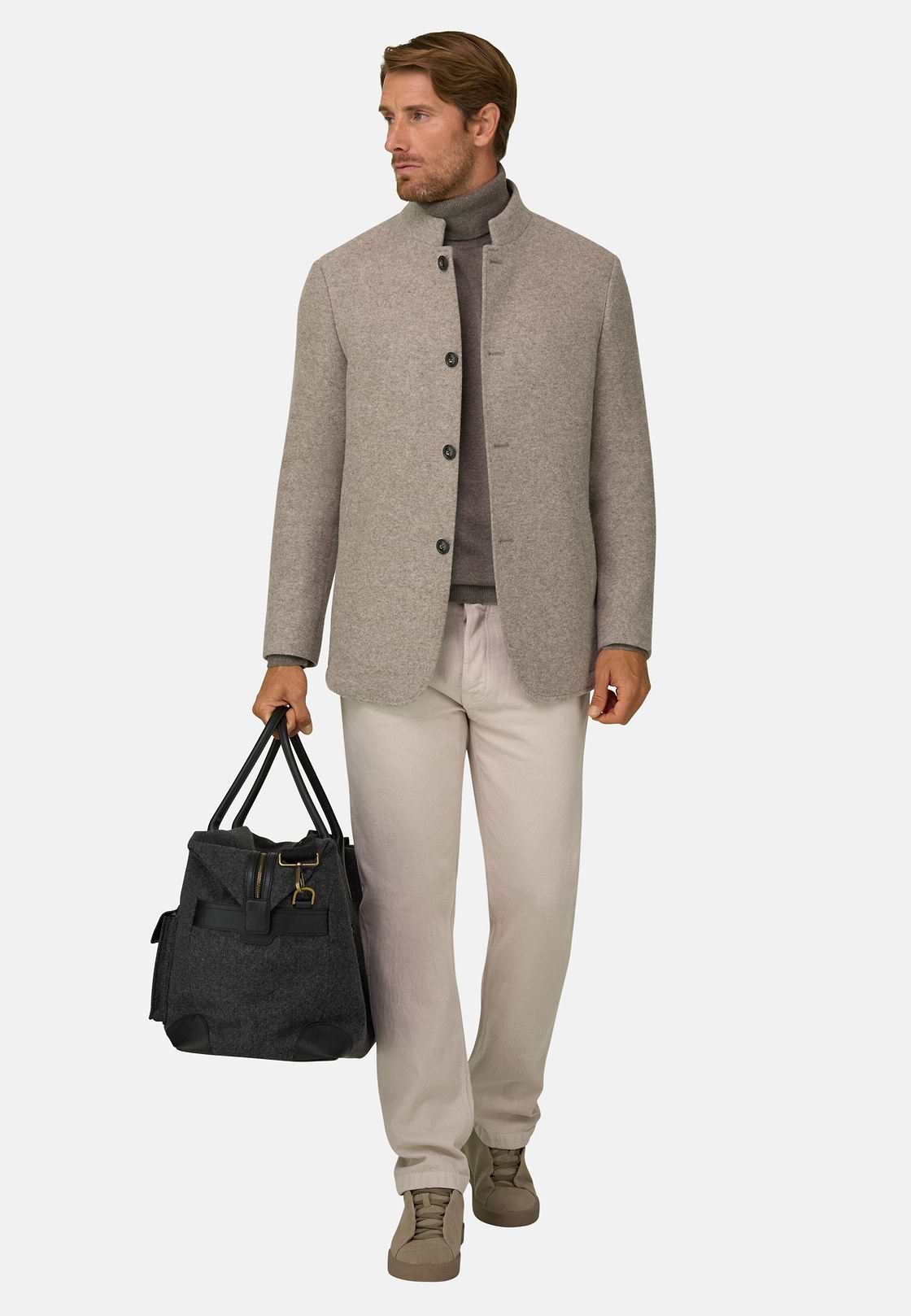 Caban in Gemengd Wol Cashmere Gemêleerd, Grey, hi-res, 2