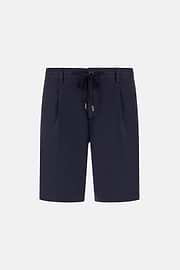 Stretch Cotton Summer Bermuda Shorts, Navy blue, hi-res