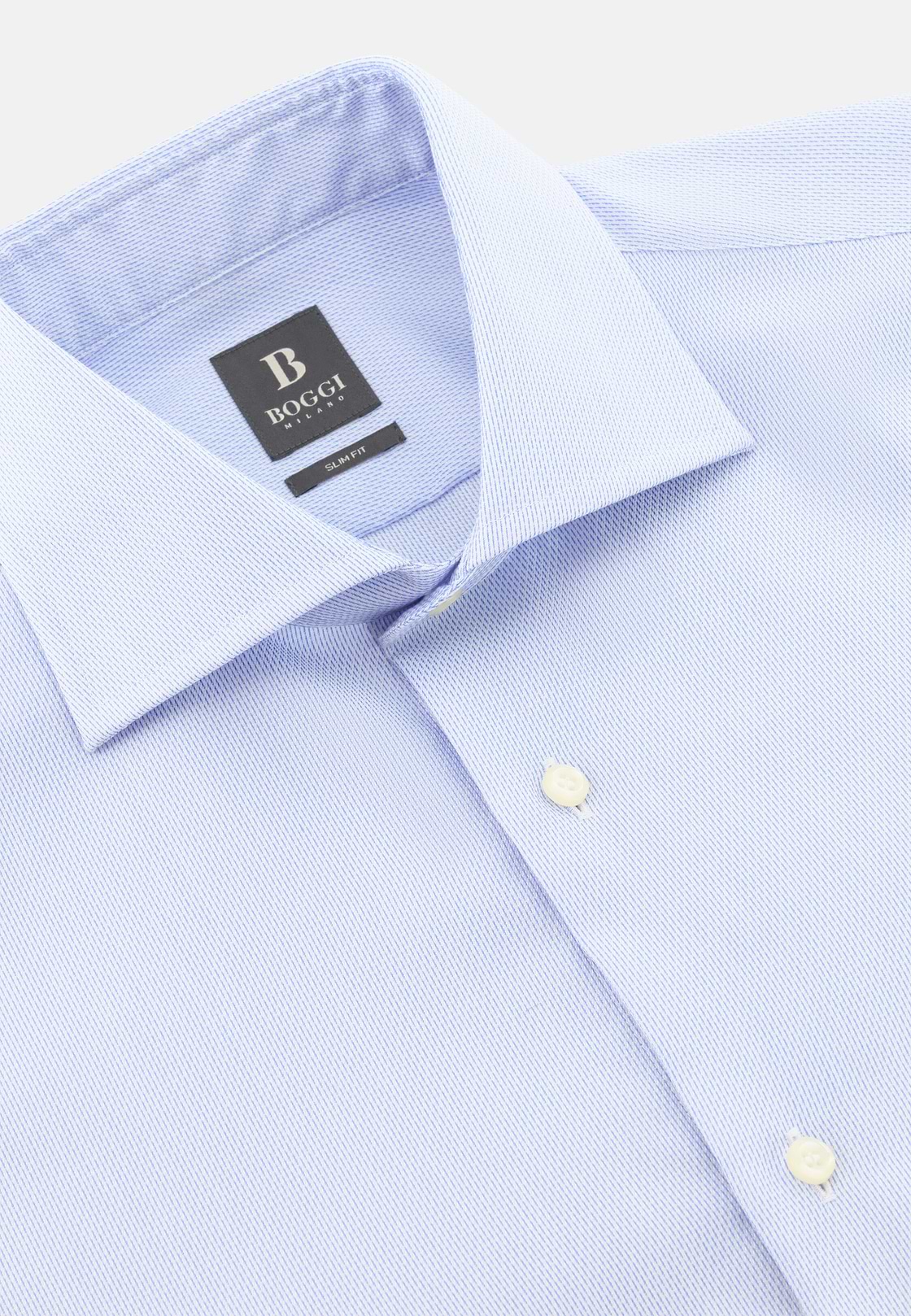 Camicia In Cotone Slim Fit, Azzurro, hi-res, 5