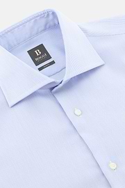 Camicia In Cotone Slim Fit, Azzurro, thumb, 5