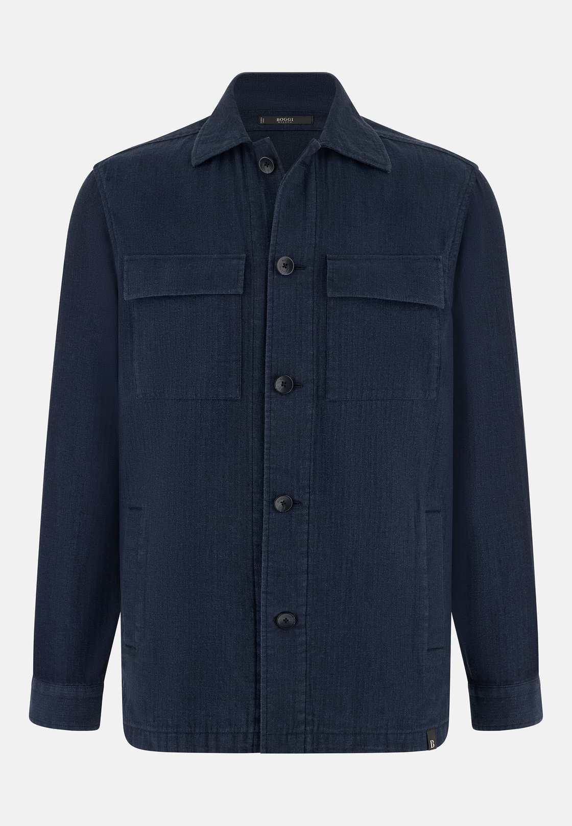 Giacca Camicia In Cotone Lino, Navy, hi-res, 5