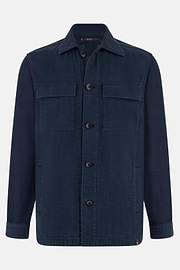 Giacca Camicia In Cotone Lino, Navy, thumb, 5