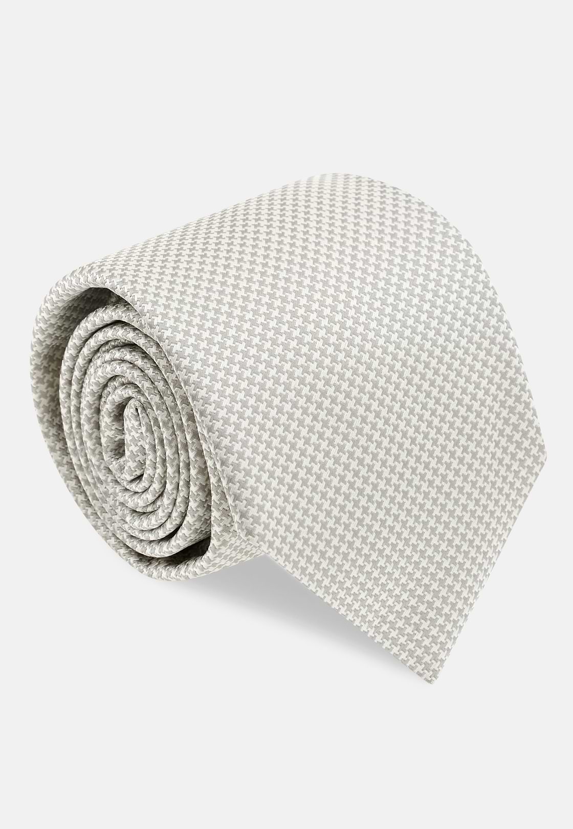 Houndstooth Silk Formal Tie, Silver, hi-res, 2