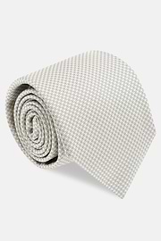 Houndstooth Silk Formal Tie, Silver, thumb, 2