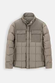Bomber Flyn in Flannel and Technical Fabric Down, Sand, thumb, 6