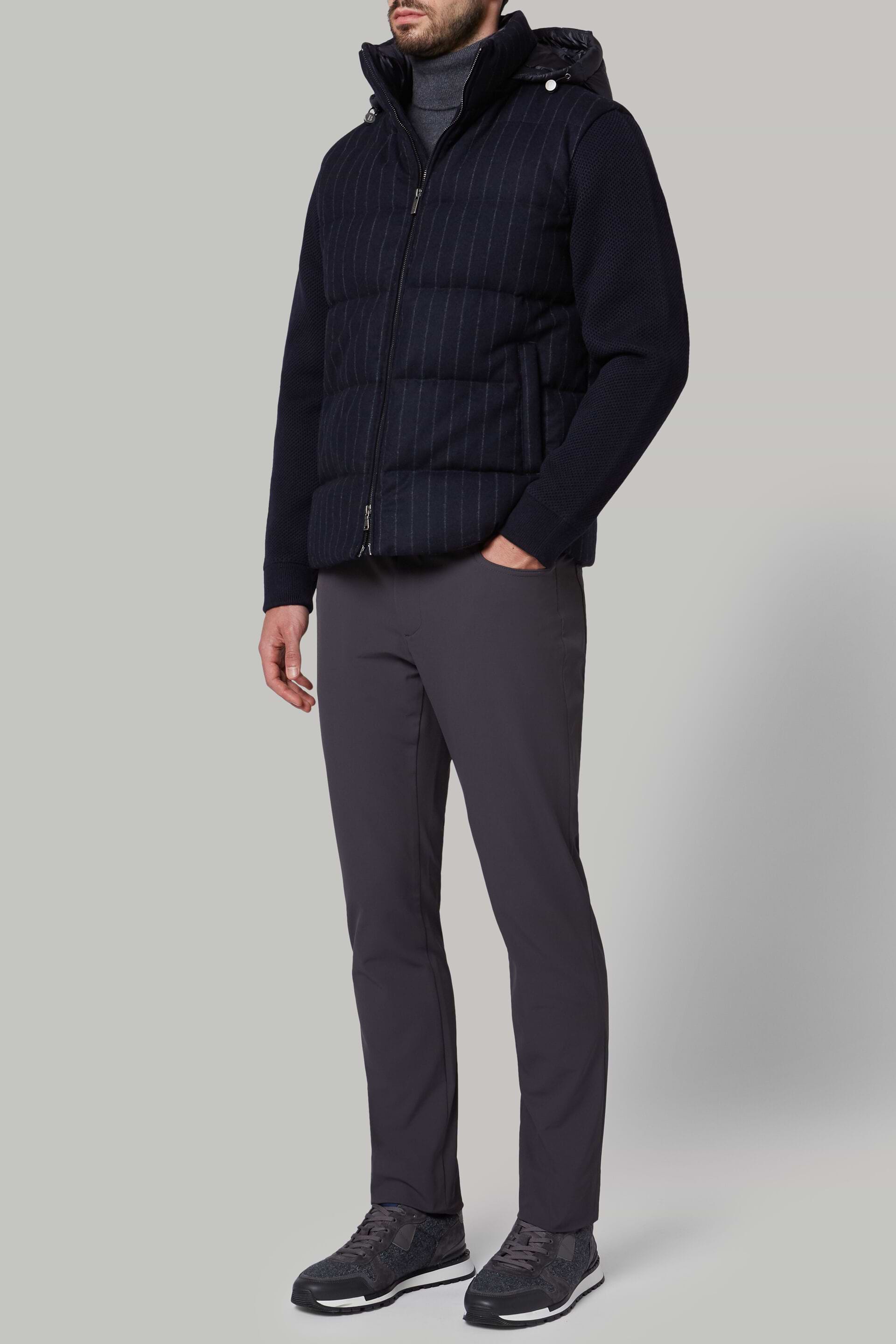 Men s Down filled wool bomber jacket with hood Boggi Milano