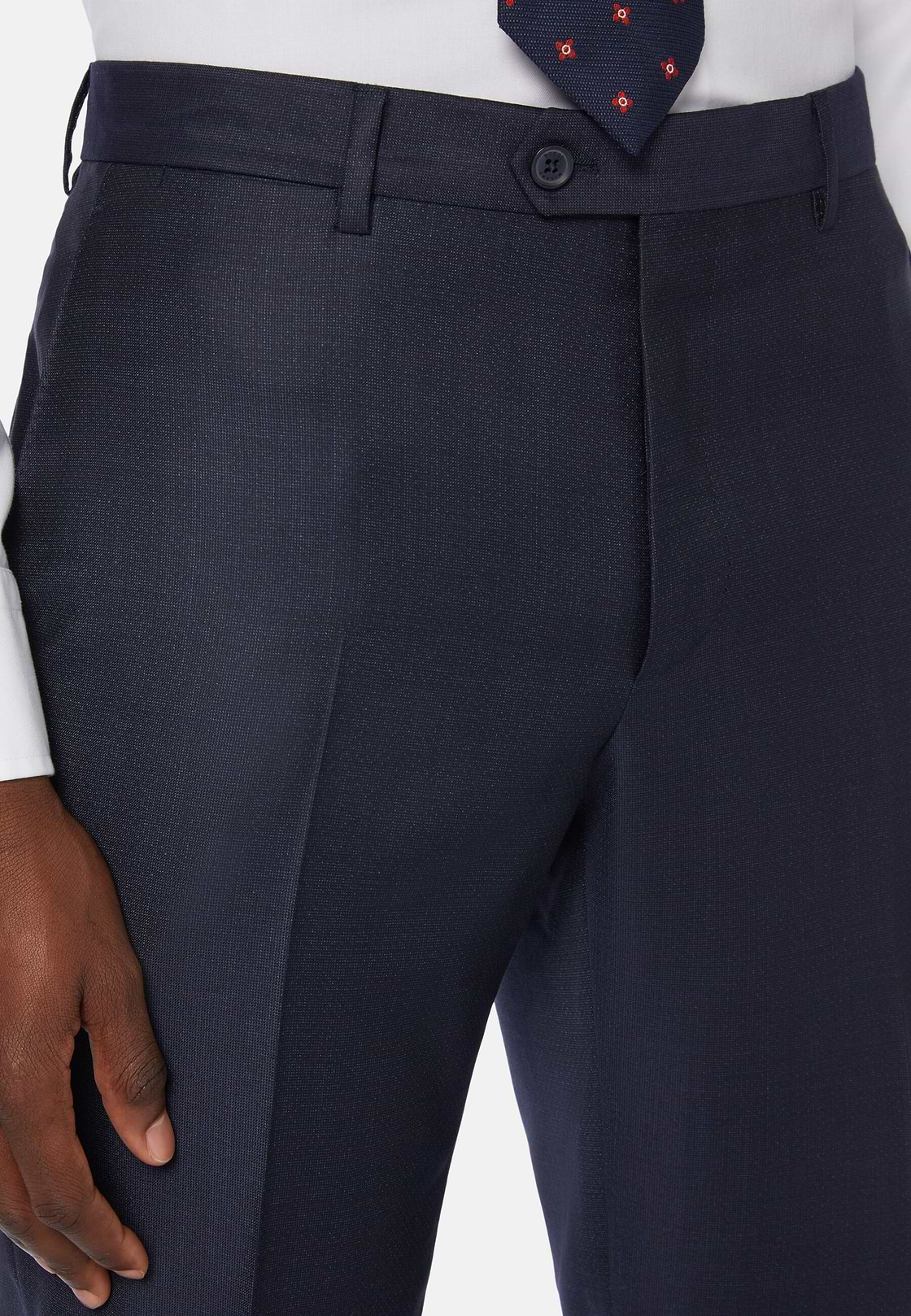 Navy Micro Textured Suit in Super 130 Wool, Navy blue, hi-res