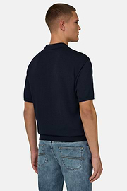 Polo Di Maglia In Cotone Seta, Navy, thumb, 3