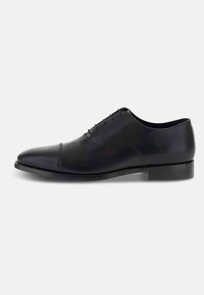 Leather Oxford Shoes, Black, hi-res