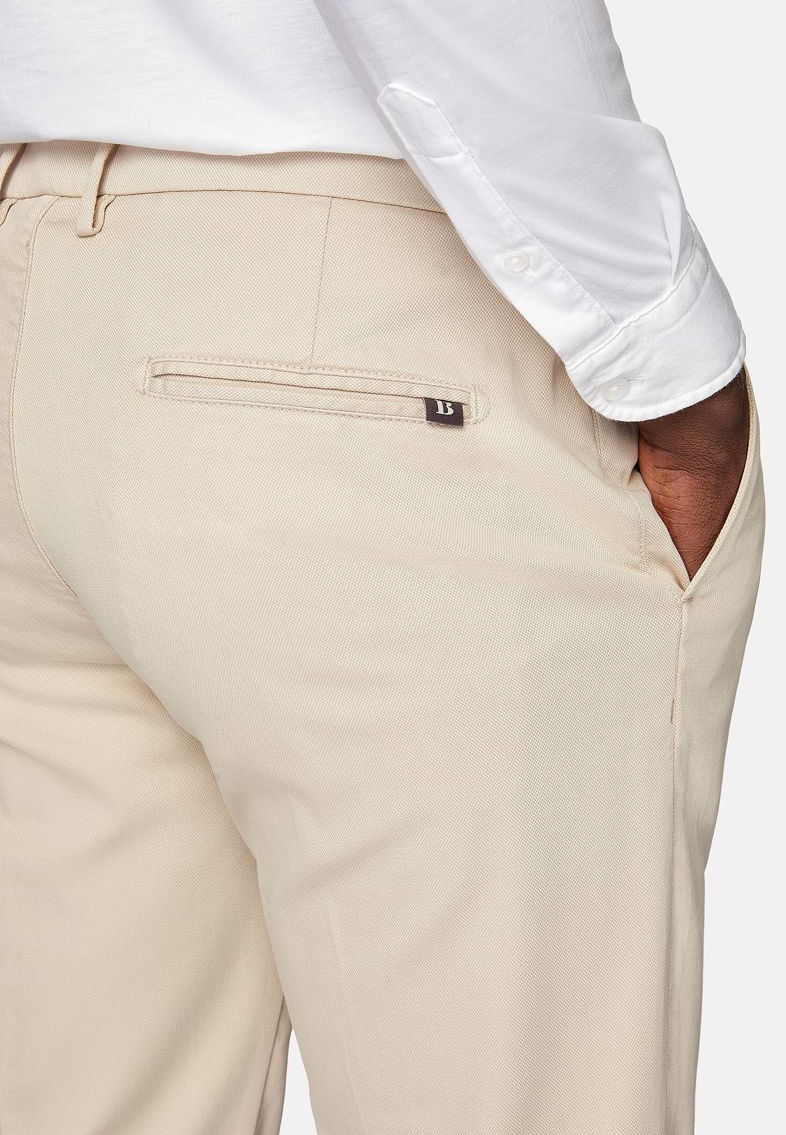 Stretch cotton/tencel trousers, Beige, hi-res