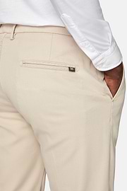 Stretch cotton/tencel trousers, Beige, hi-res