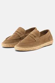 Tellin Suede Leather Espadrilles, Brown, thumb, 3