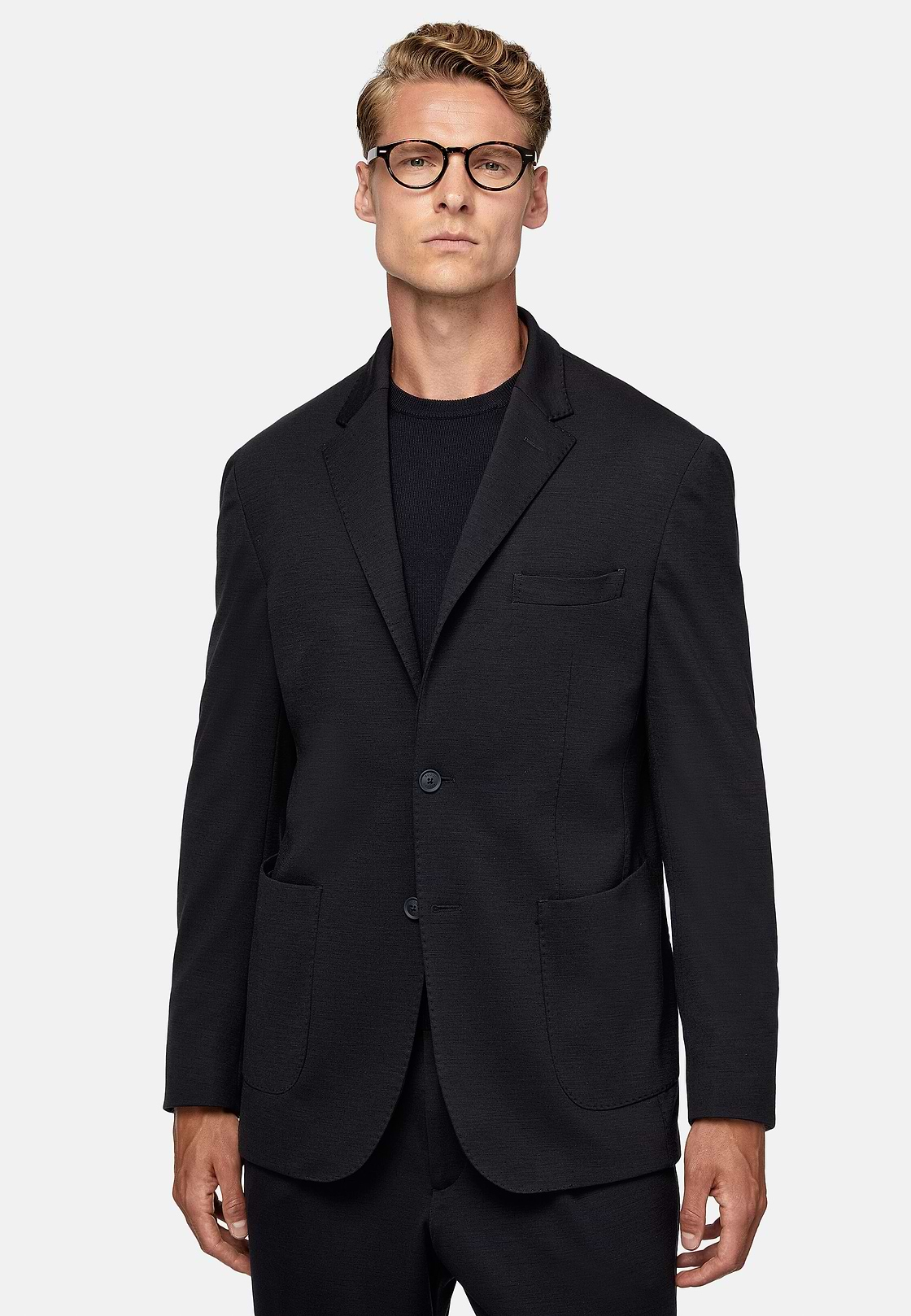 Navy Blue Jacket B Tech in Nylon And Wool, Navy blue, hi-res