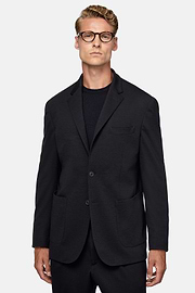 Navy Blue Jacket B Tech in Nylon And Wool, Navy blue, hi-res