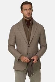 Blazer in Wool Blend with Removable Bib, Taupe, thumb, 1