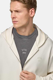 Cotton Blend Full-Zip Sweatshirt, Cream, hi-res