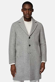 Single-breasted Wool Coat, Grey, hi-res