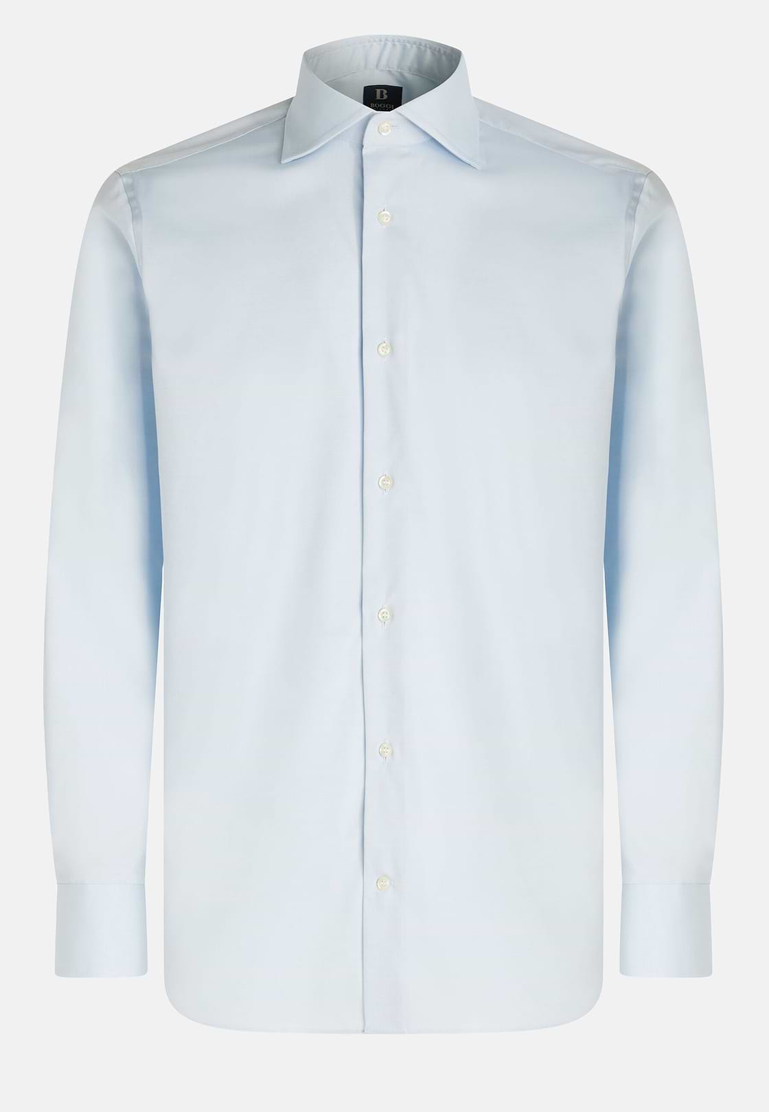 Blue Pin Point Cotton Slim Fit Shirt, Light blue, hi-res