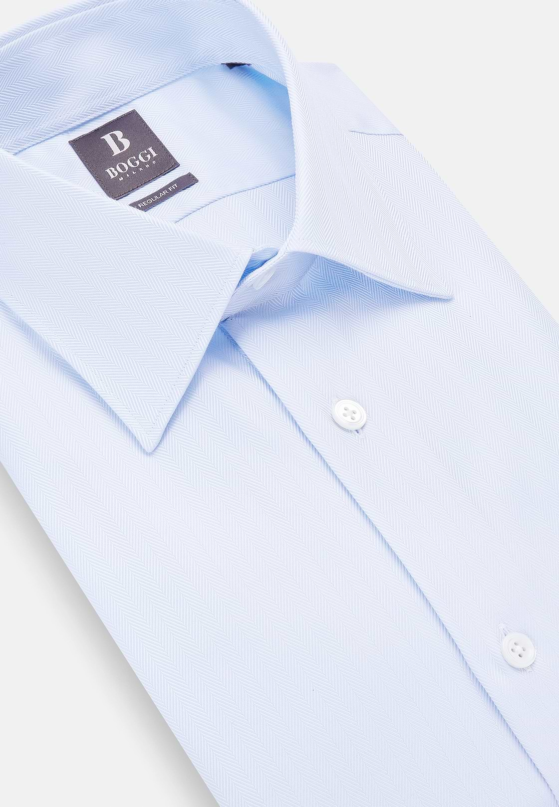 Regular Fit Cotton Twill Shirt, Light Blue, hi-res