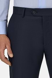 Pak Krijtstreep in Elastisch Wol, Navy blue, thumb, 4