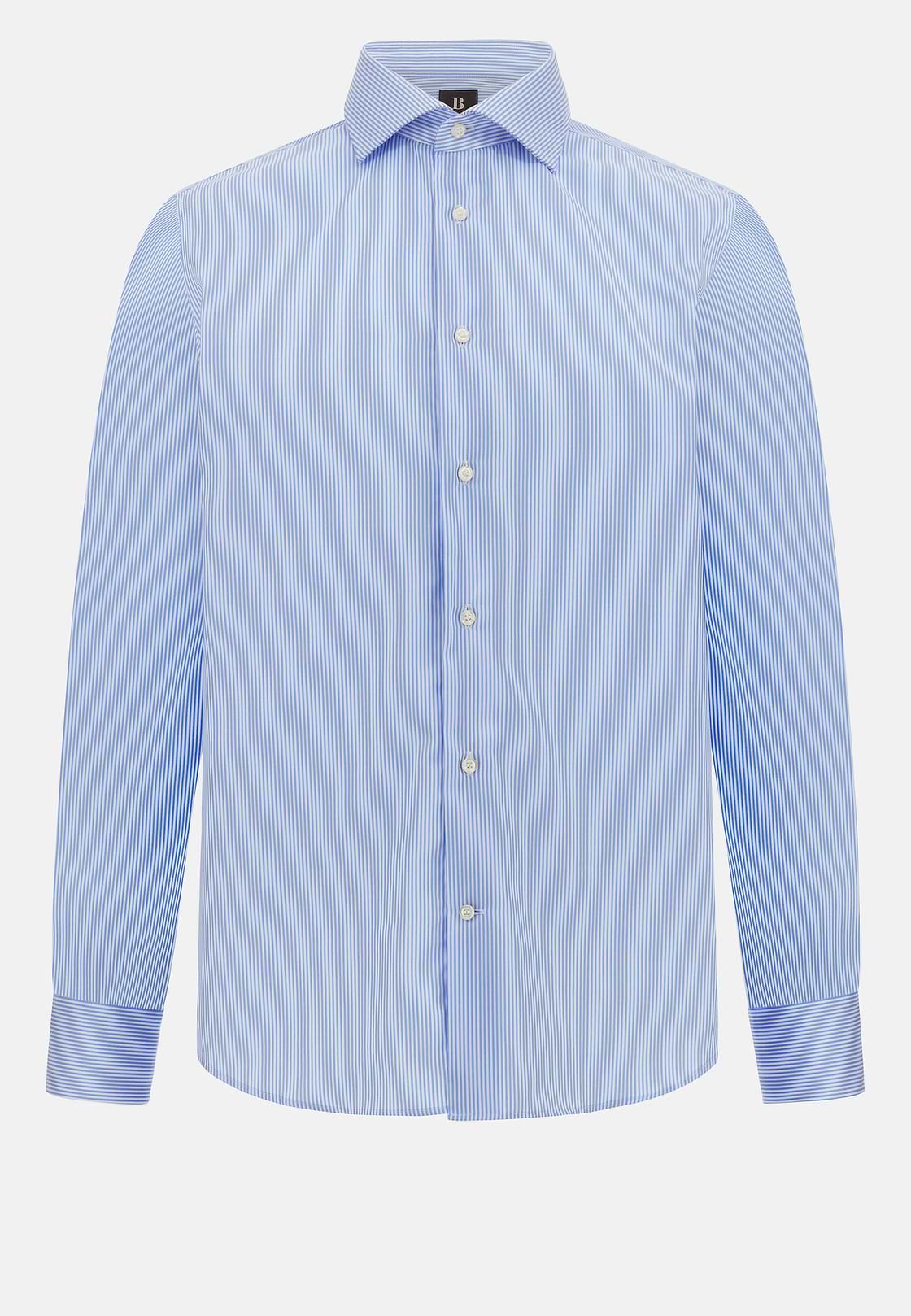 Chemise À Rayures En Coton Regular Fit, Bleu clair, hi-res