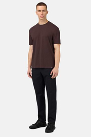 T-Shirt In Stretch Supima Cotton, Dark brown, hi-res