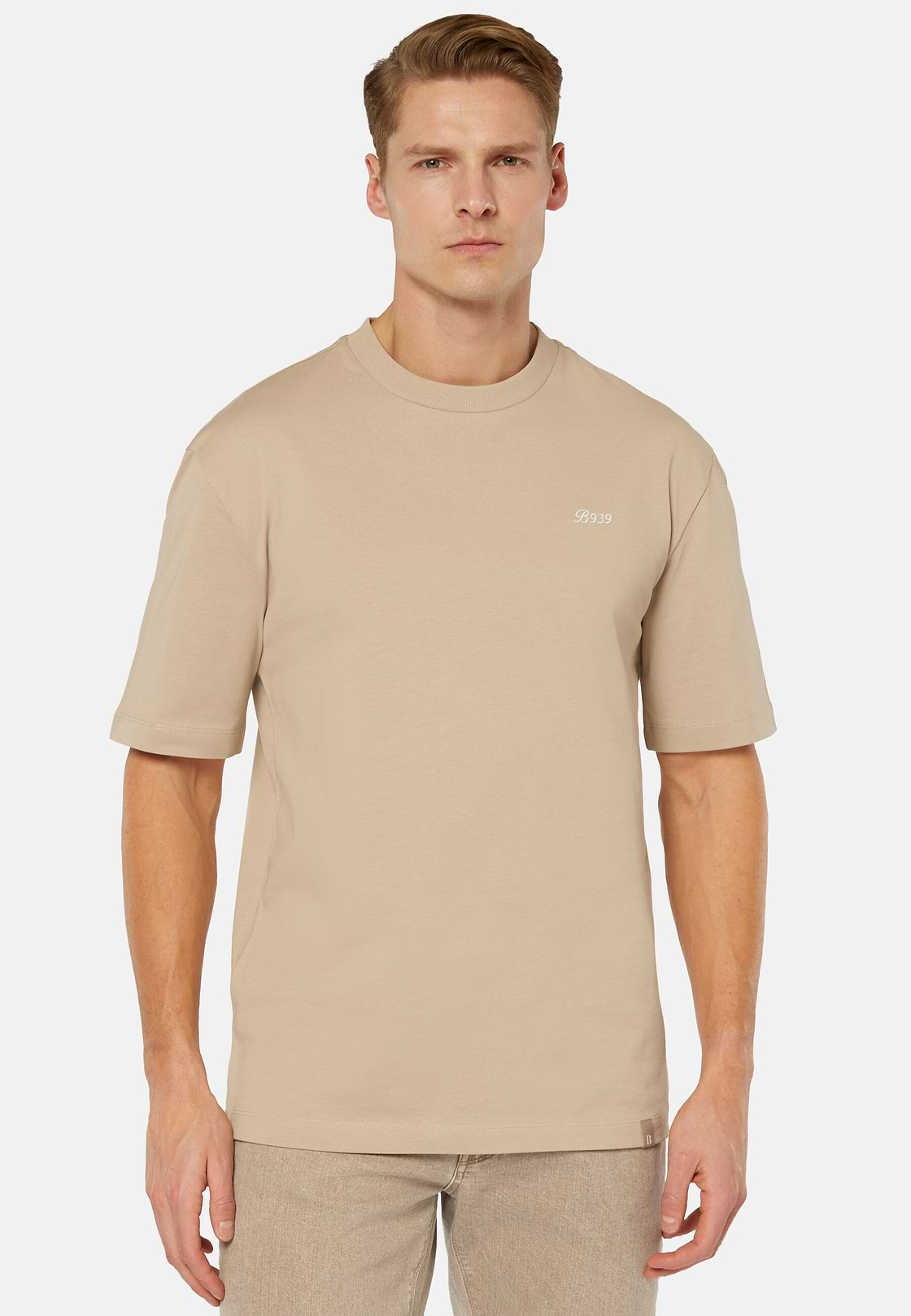 Organic Cotton Blend T-Shirt, Beige, hi-res