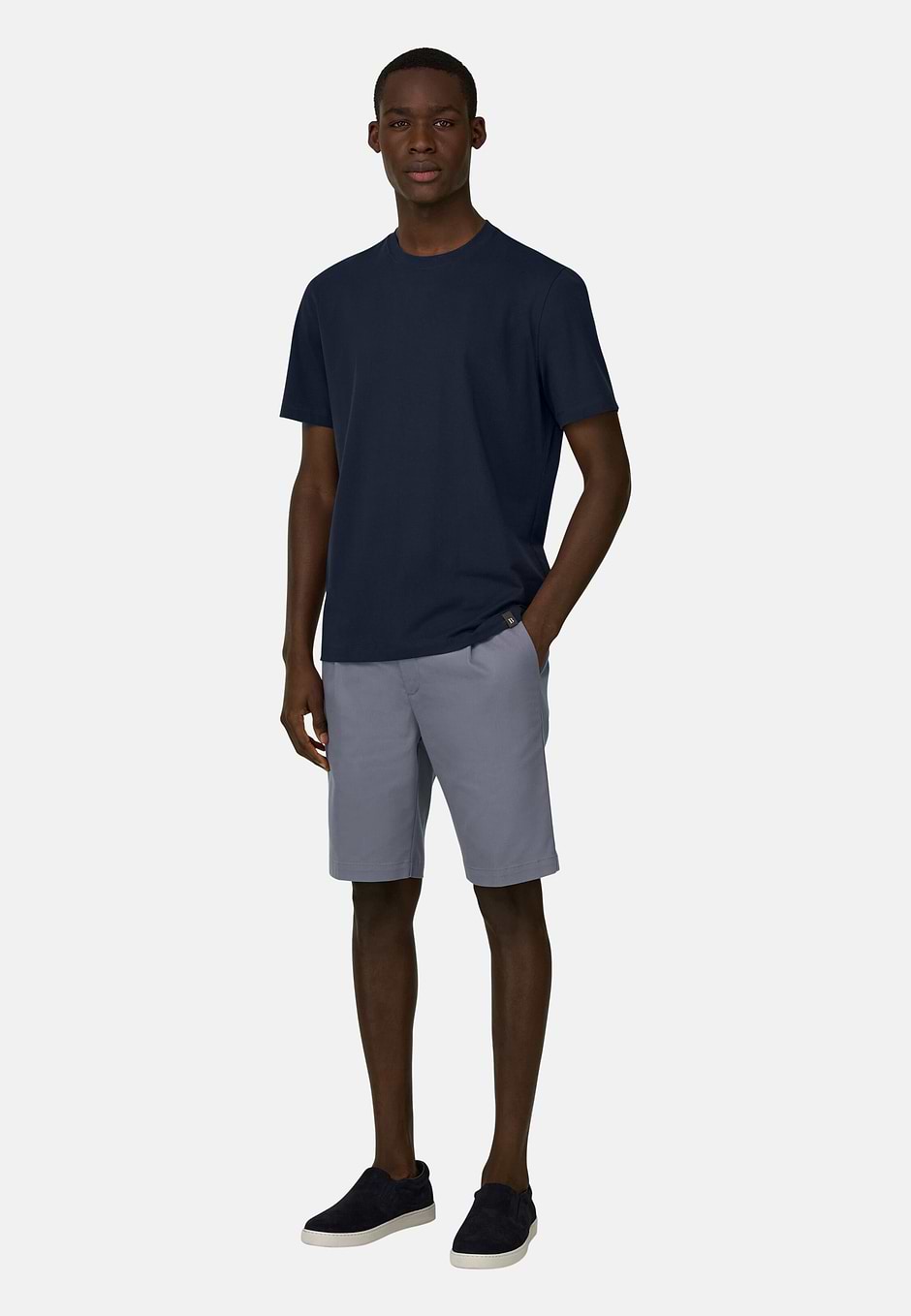 T-Shirt In Stretch Pima Cotton, Navy blue, hi-res