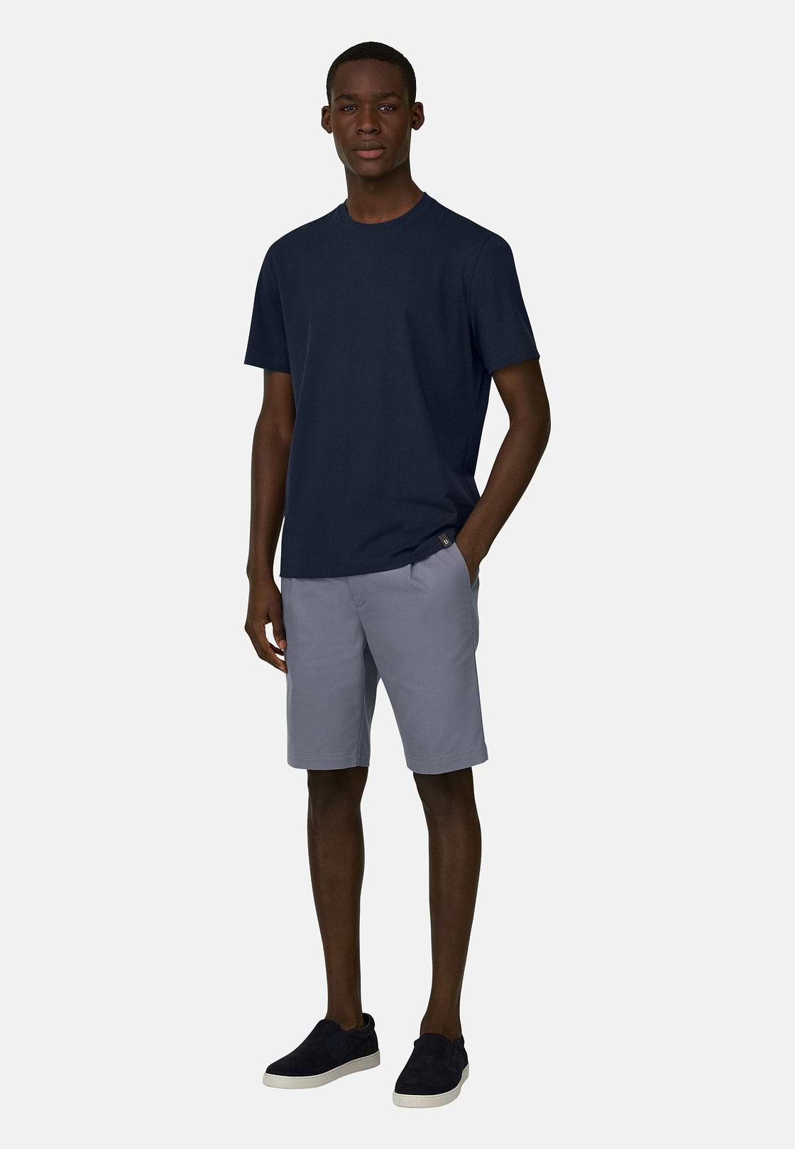 T-Shirt aus elastischer Supima-Baumwolle, Navy blau, hi-res, 2