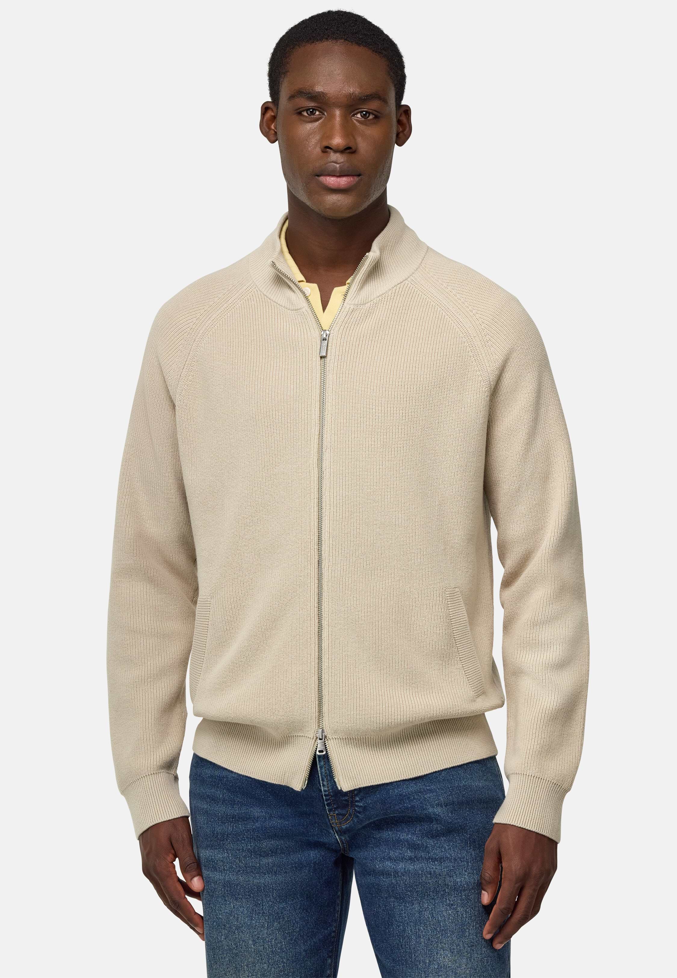 【BODHI】STANDARD SWEATER[size2] BODHI knit sweater (thick 2 cotton White border BD14009 Used
