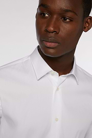 Camicia Bianca In Cotone Elasticizzato Slim Fit, Bianco, hi-res
