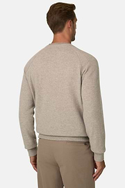 Crew Neck Jumper in Yak Wool, Sand, thumb, 4