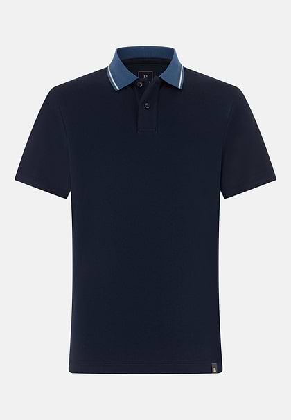 Wysokiej jakości koszulka polo z tkaniny typu pika z wełną S-Cafè®, Navy blue, hi-res
