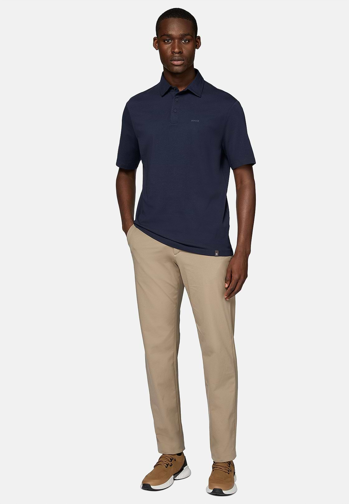 Polo Shirt In Stretch Supima Cotton, Regular, Navy blue, hi-res