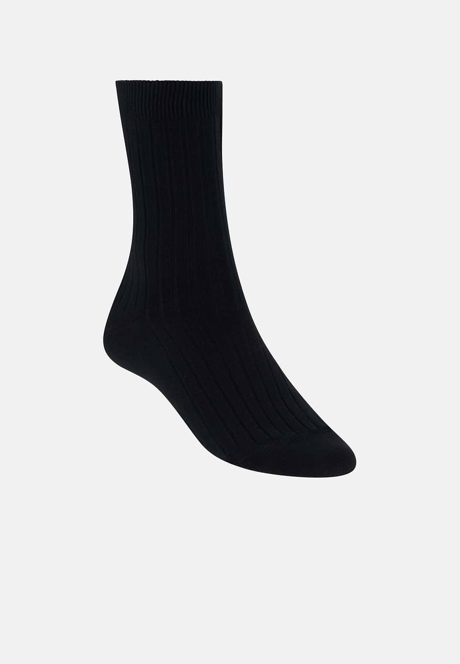 Ribbed Socks, Black, hi-res
