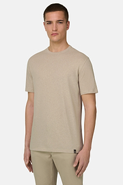 T-Shirt In Cotone Lino, Sabbia, thumb, 1