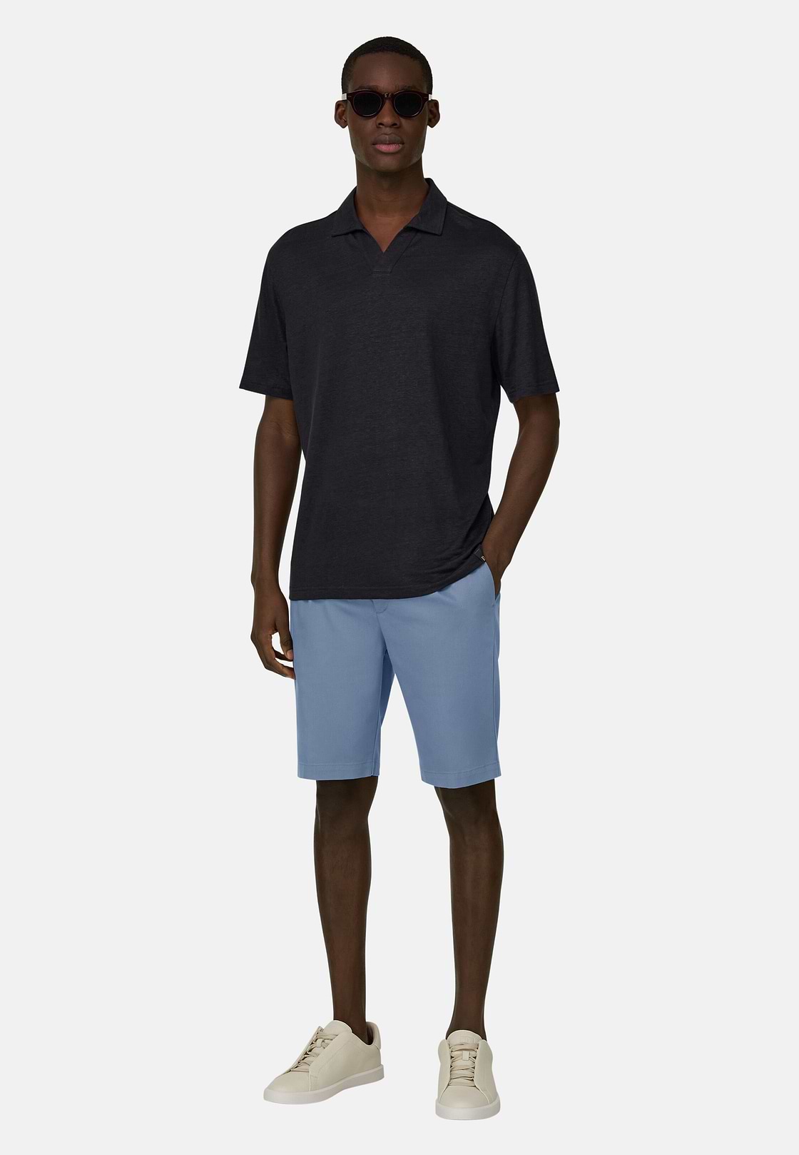 Bermudahose Aus Elastischem Tencel, Air-blau, hi-res, 2