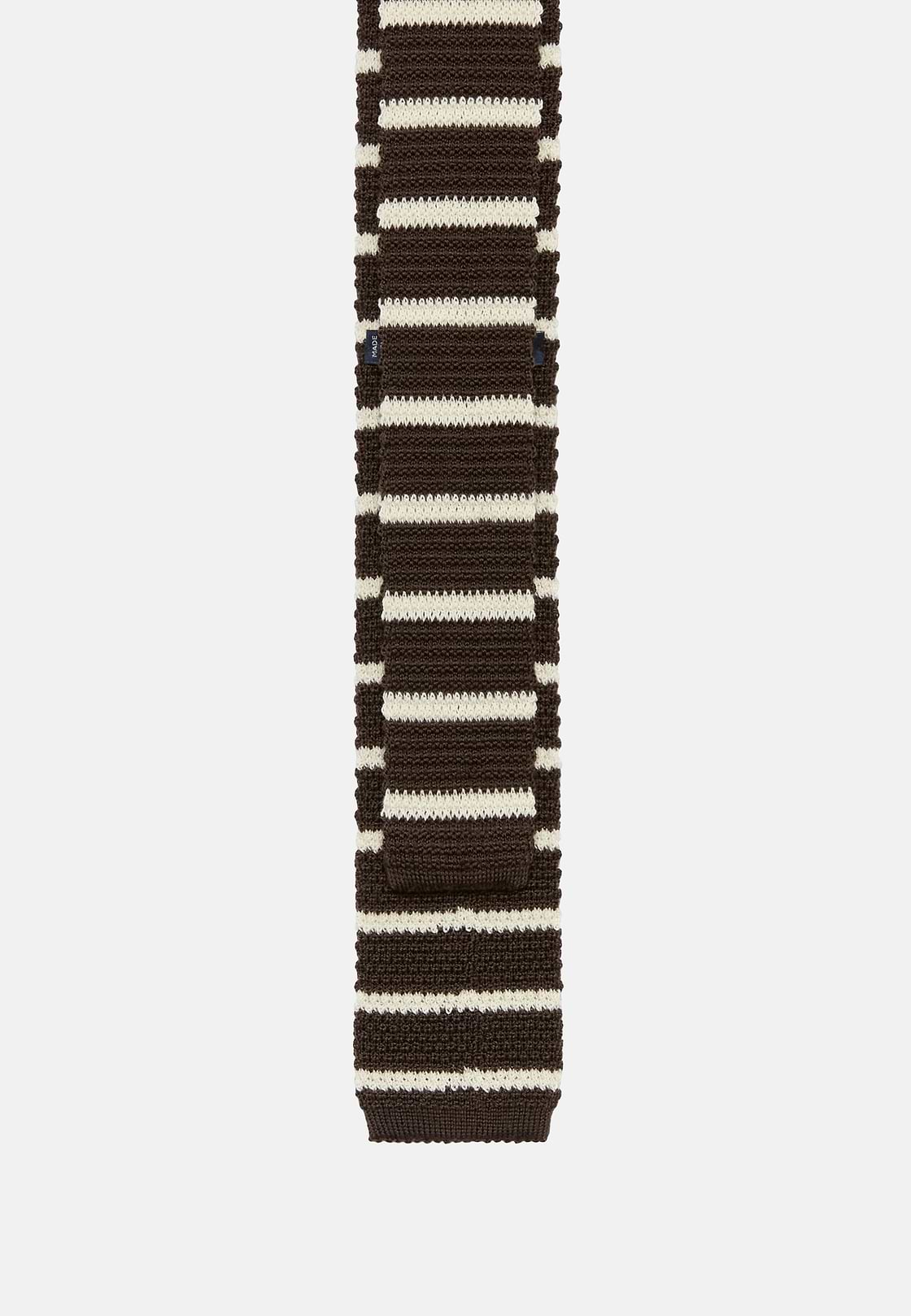 Striped Wool Tie, Brown, hi-res