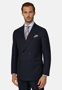 Suit Herringbone Double-Breasted 100% Wool