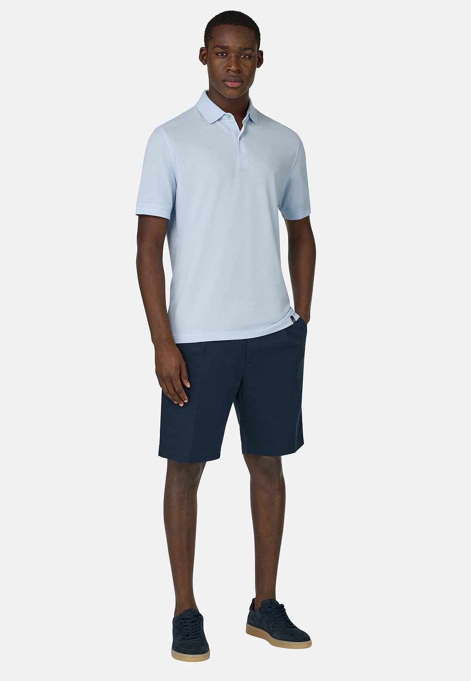 Cotton Piqué Polo Shirt, Light Blue, hi-res