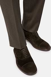 Suede Leather Oxford Style Shoes, Brown, hi-res