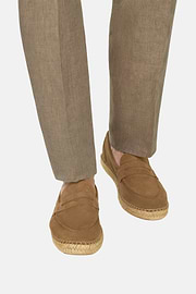 Tellin Suede Leather Espadrilles, Brown, thumb, 2