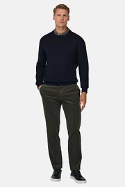 Crew Neck Jumper in Merino Wool, Navy blue, thumb, 2